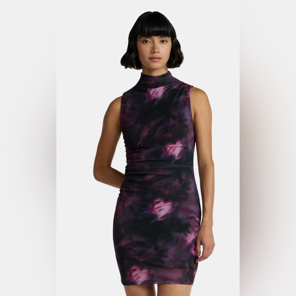 NWT Sleeveless Purple Tie-Dye Bodycon Dress - Picture 2 of 10